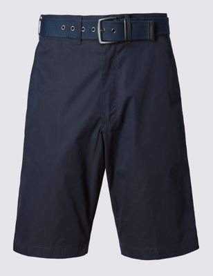 Cotton Rich Lightweight Belted Shorts